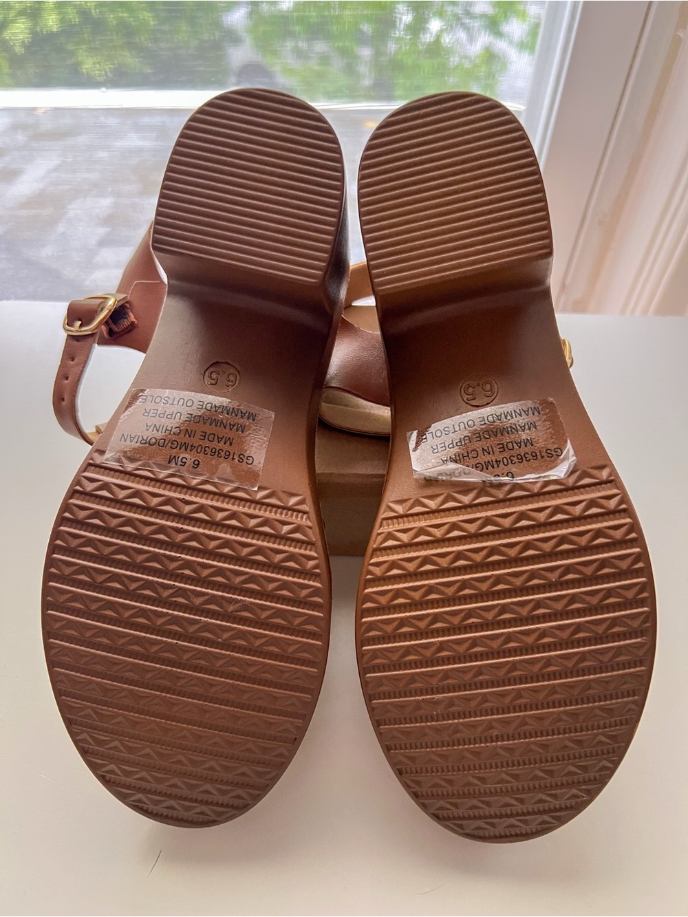 MIA Girl Faux Leather T-Strap Platform Chunky Heel Sandals - Tan, Size 6.5 - Picture 7 of 9